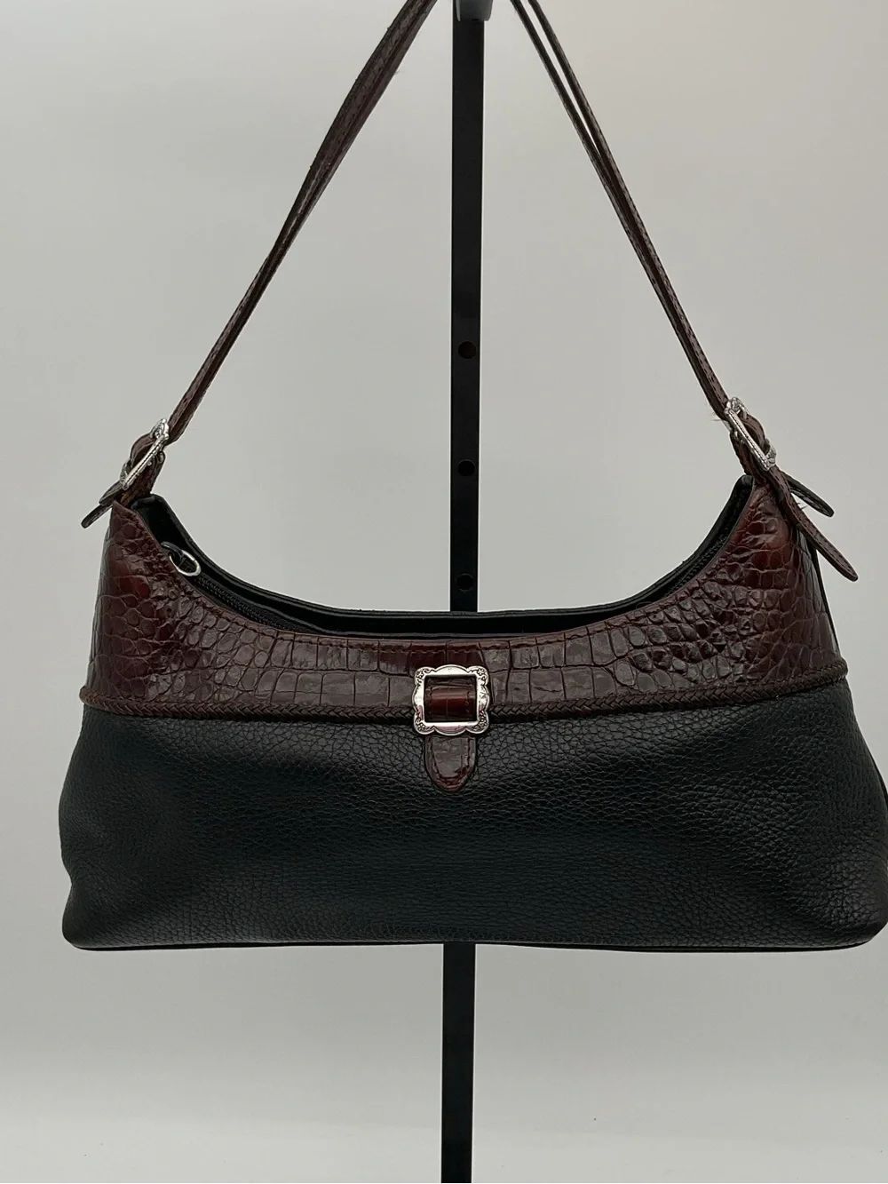 Brighton Classic Black Leather Shoulder Bag